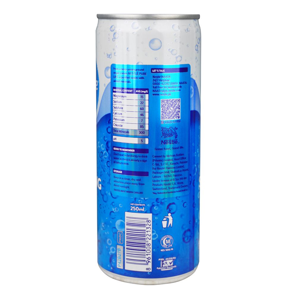 Nestle Pure Life Sparkling Water 250ml Can