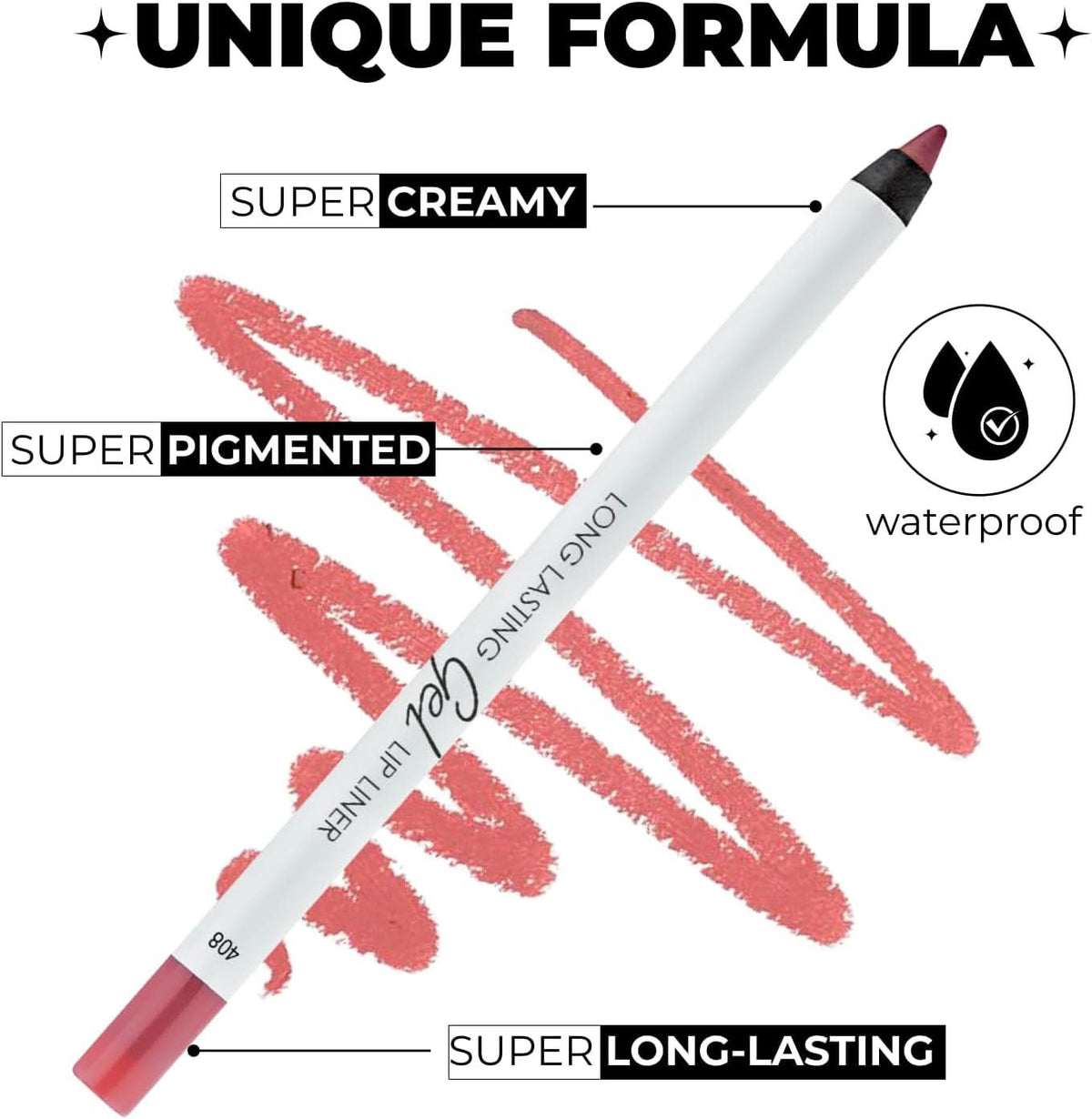 LAMEL Long lasting Gel Lip Liner - 408 Pink Plum