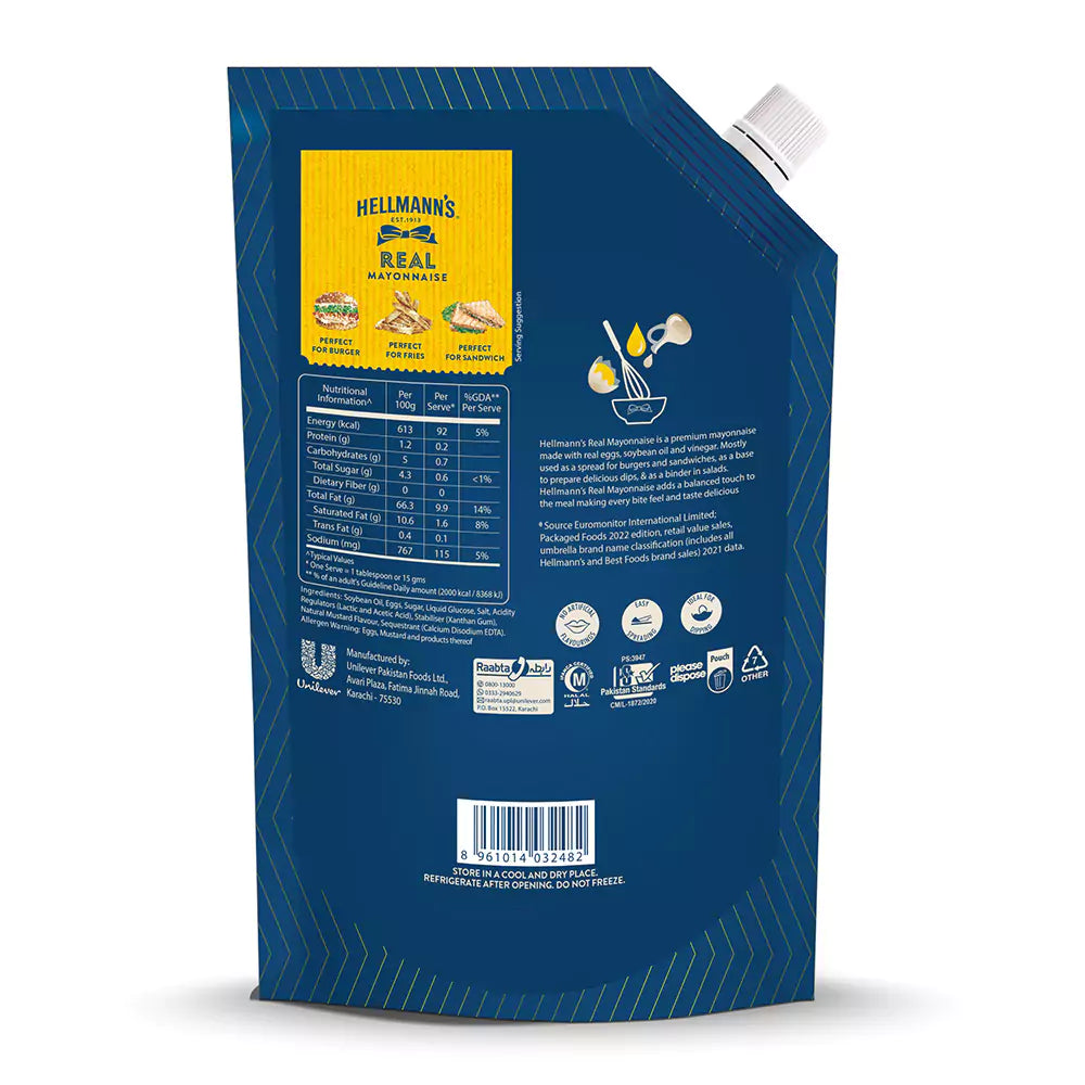 HELLMANNS REAL MAYONNAISE PI6 12X900ML
