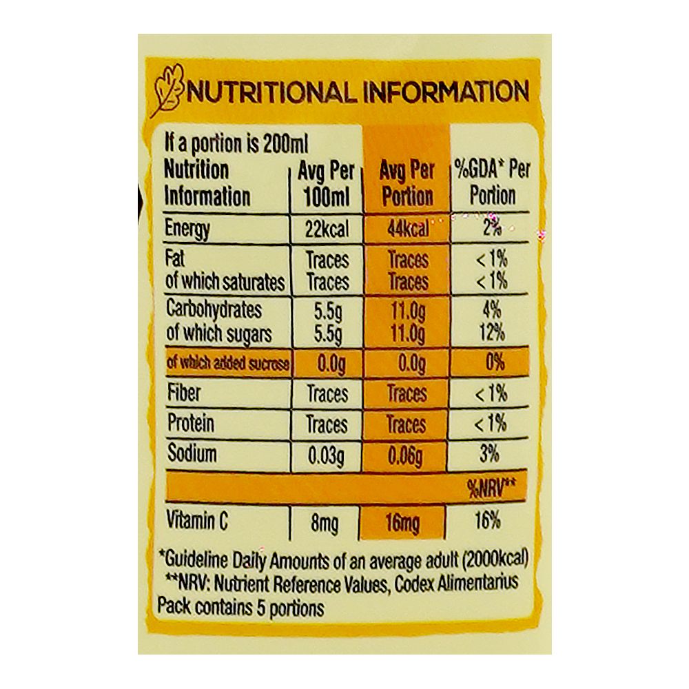 Nestle Fruita Vitals Chaunsa, No Added Sugar 1L