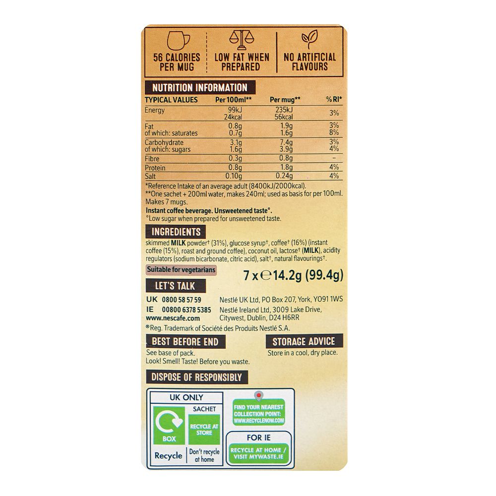 Nescafe Cappuccino Unsweetened 99.4g 7-Pack