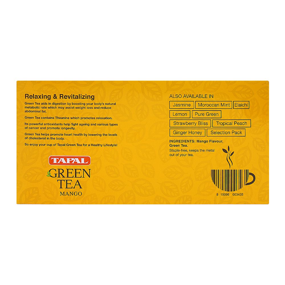 Tapal Mango Green Tea Bags 30-Pack