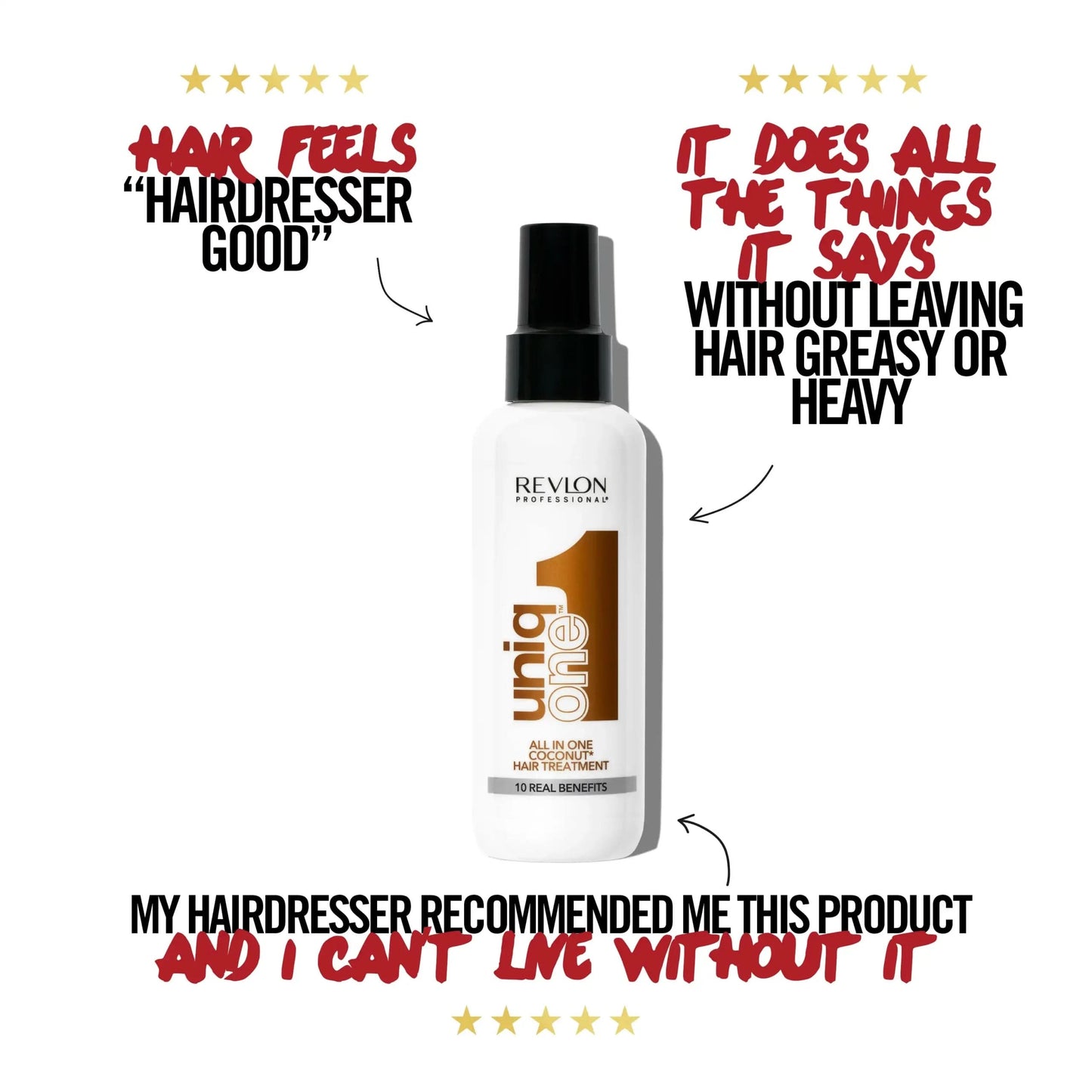  UniqONEâ„ Repair Hair Spray Leave-In Treatment - 150ml - "All-in-One" 10 Benefits Hair Serum - Coconut Fragrance