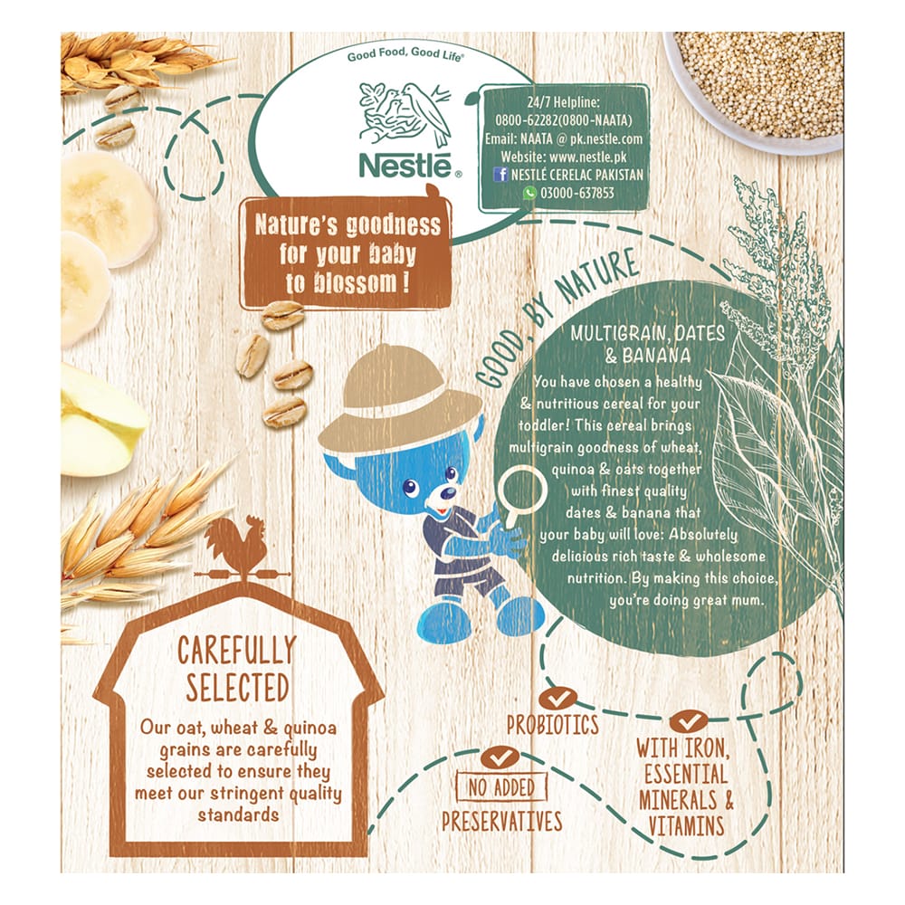 Nestle Cerelac Natures Selection Cereal, Multigrain, Dates & Bananalicious 350g