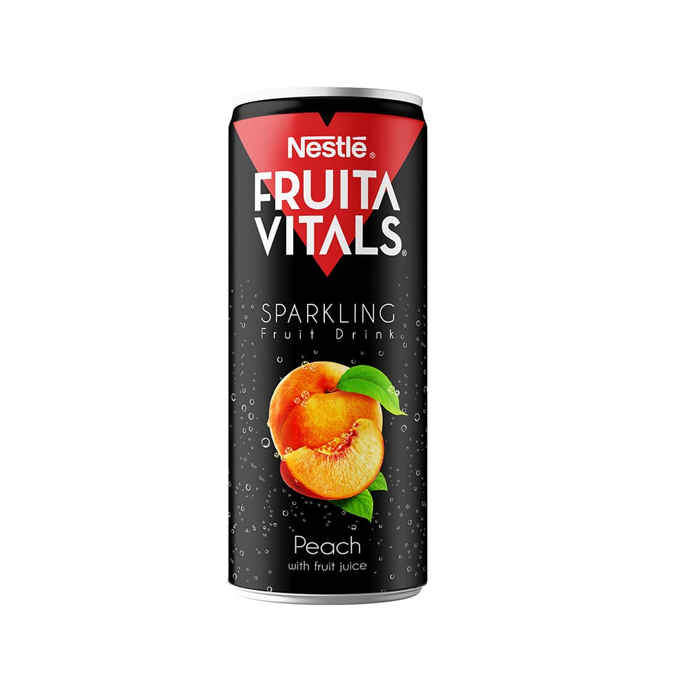 Nestle Fruita Vitals Sparkling Peach Juice, Can 250ml