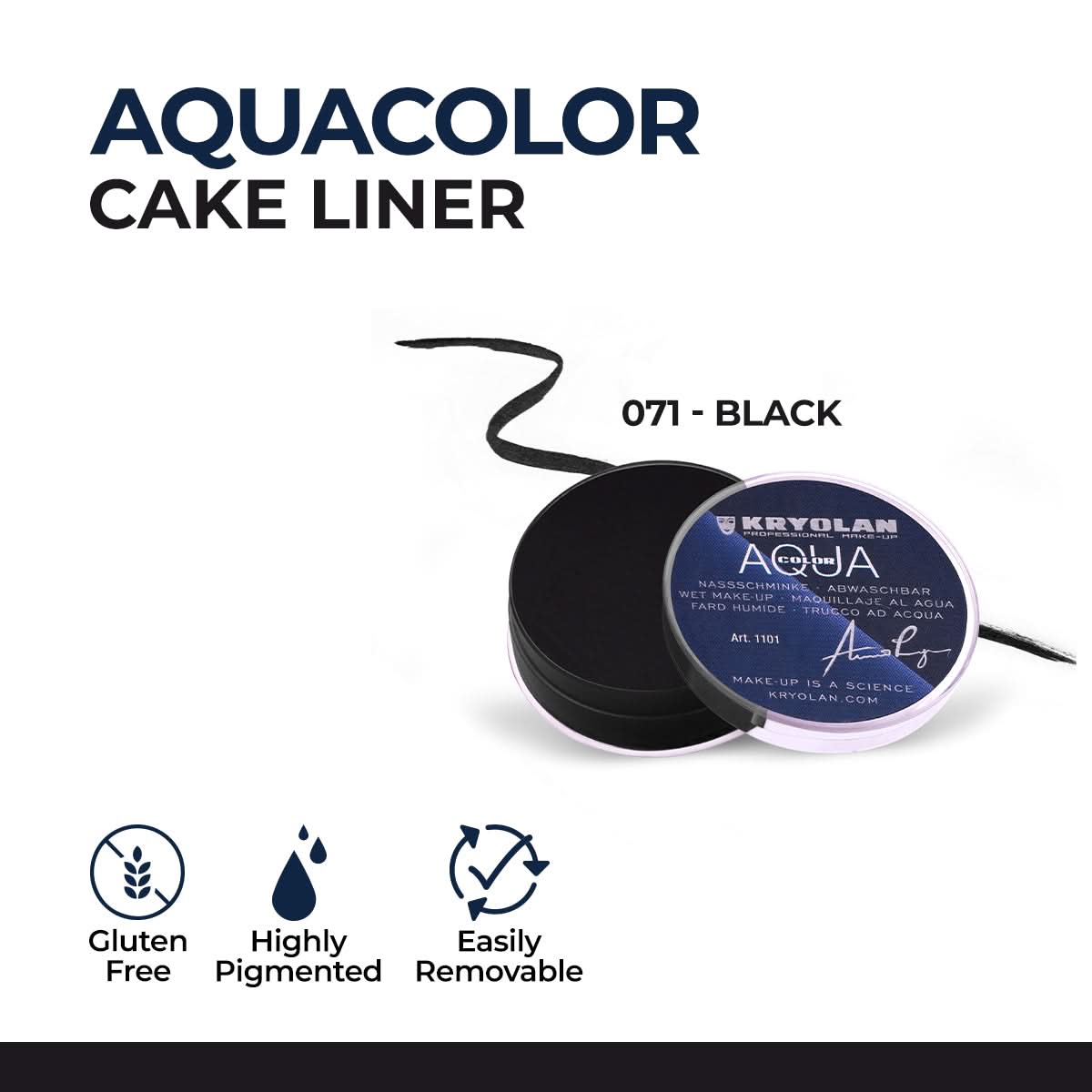 Kryolan - Aquacolor Cake Liner - 071 - Black