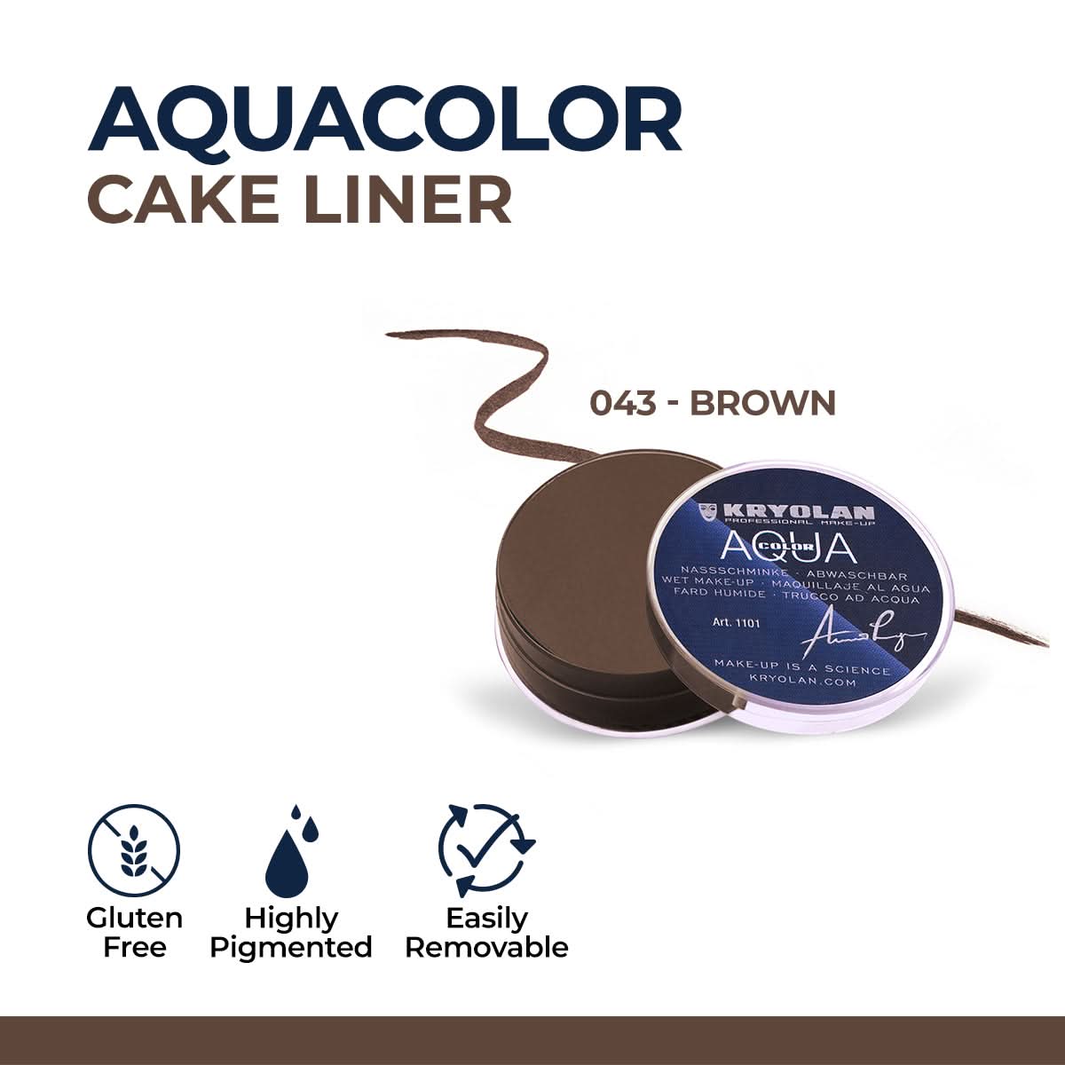 Kryolan - Aquacolor Cake Liner - 043 - Brown