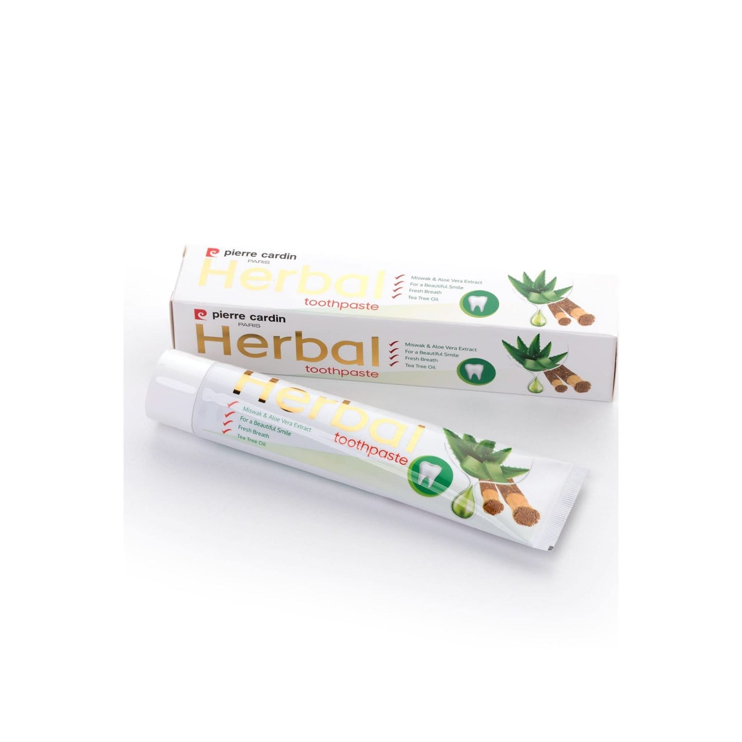 Herbal Toothpaste with Aloe Vera & Miswak & Tea Tree - Pierre Cardin Pakistan 