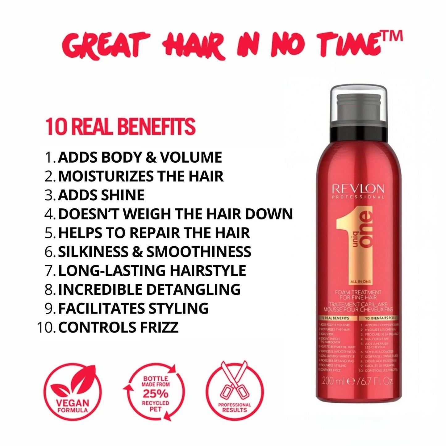 UniqONE Foam Treatment - 200ml - "All-in-One" 10 Benefits Hair Serum - Classic Fragrance