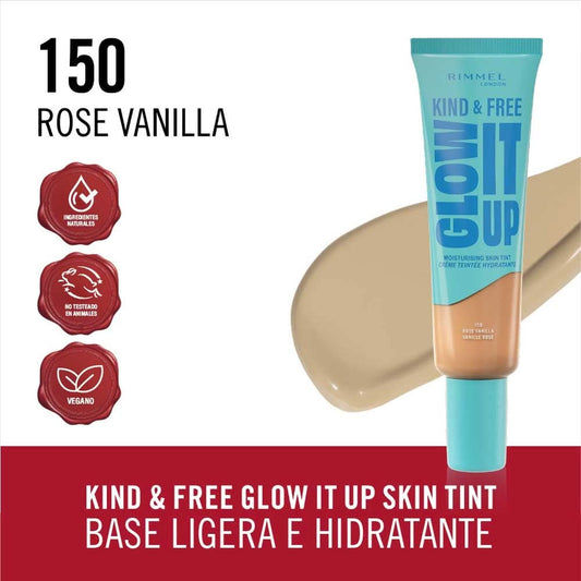 Rimmel London Kind & Free Glow It Up Moisturising Skin Tint 150 Rose Vanilla