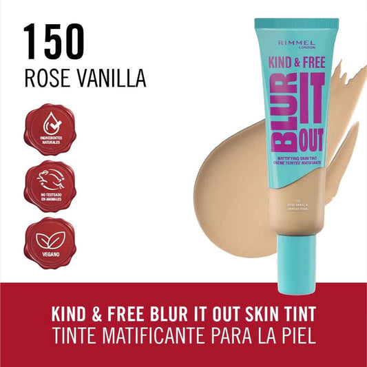 Rimmel London Kind & Free Blur It Out Mattifying Skin Tint, Shade 150 Rose Vanilla