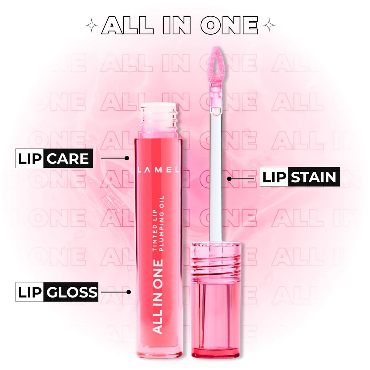LAMEL All in One Lip Tinted Plumping Oil - 401 Peachy 3ml