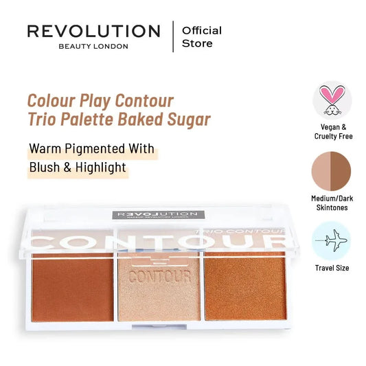 Revolution Relove Colour Play Contour Trio Palette Baked Sugar