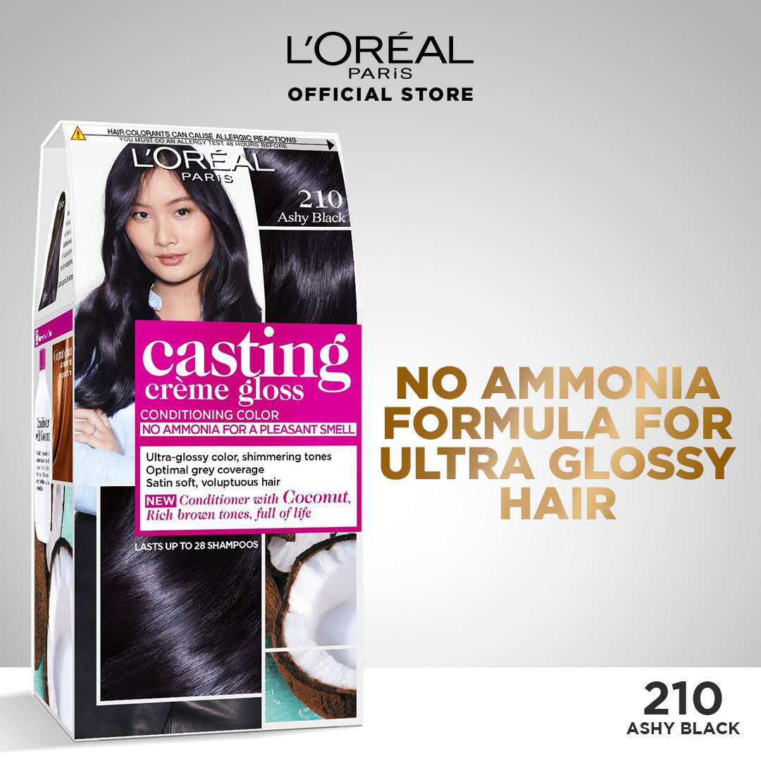 Loreal paris casting creme gloss 210 ashy black hair color