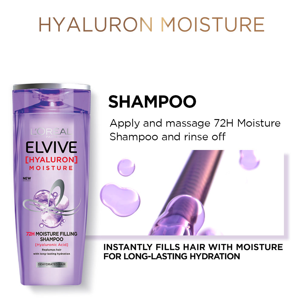 L'Oreal Paris Hyaluron + Plump Hydrating Shampoo, Paraben-Free, 360 ml