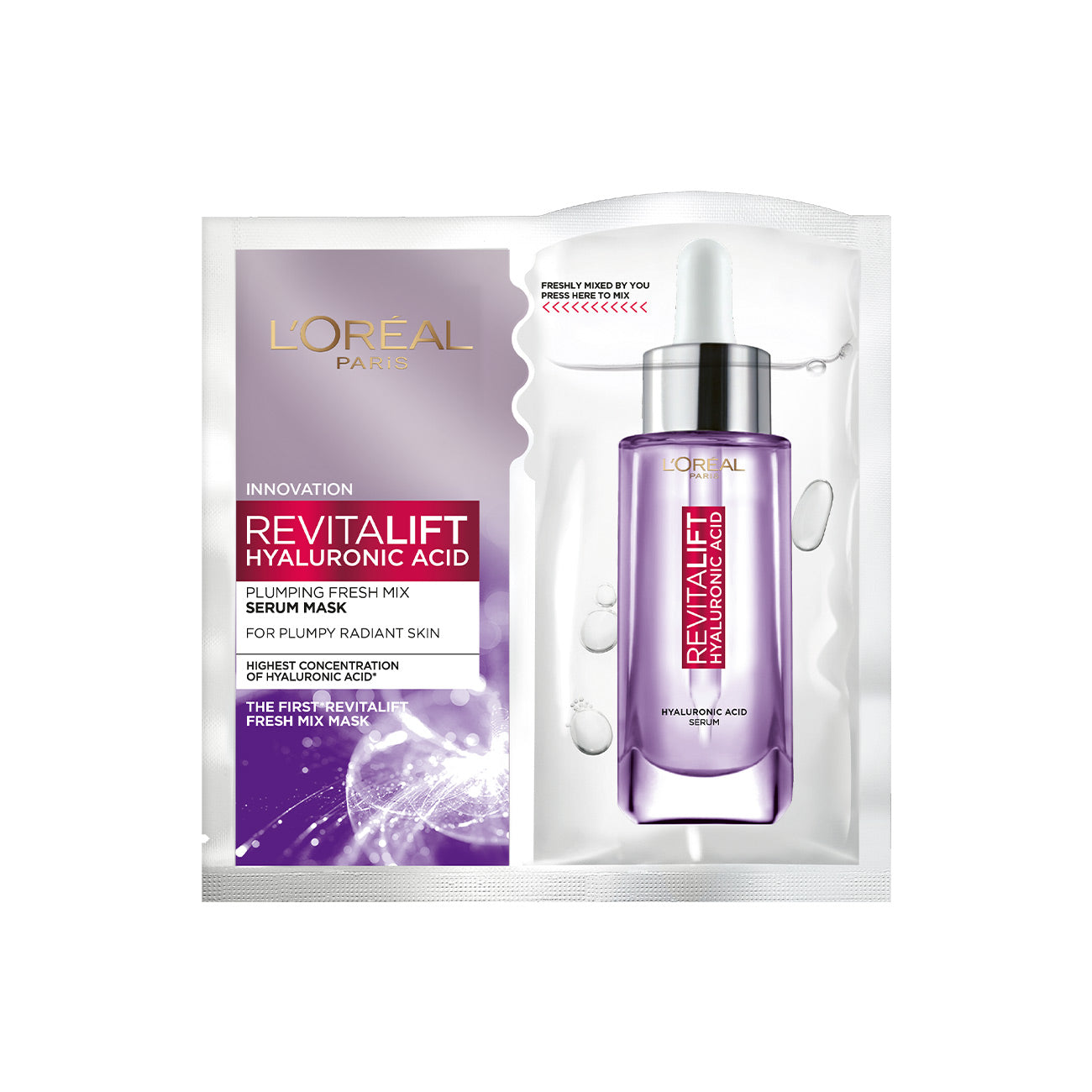 Loreal revitalift hyaluronic acid plumping fresh mix serum mask 33gm