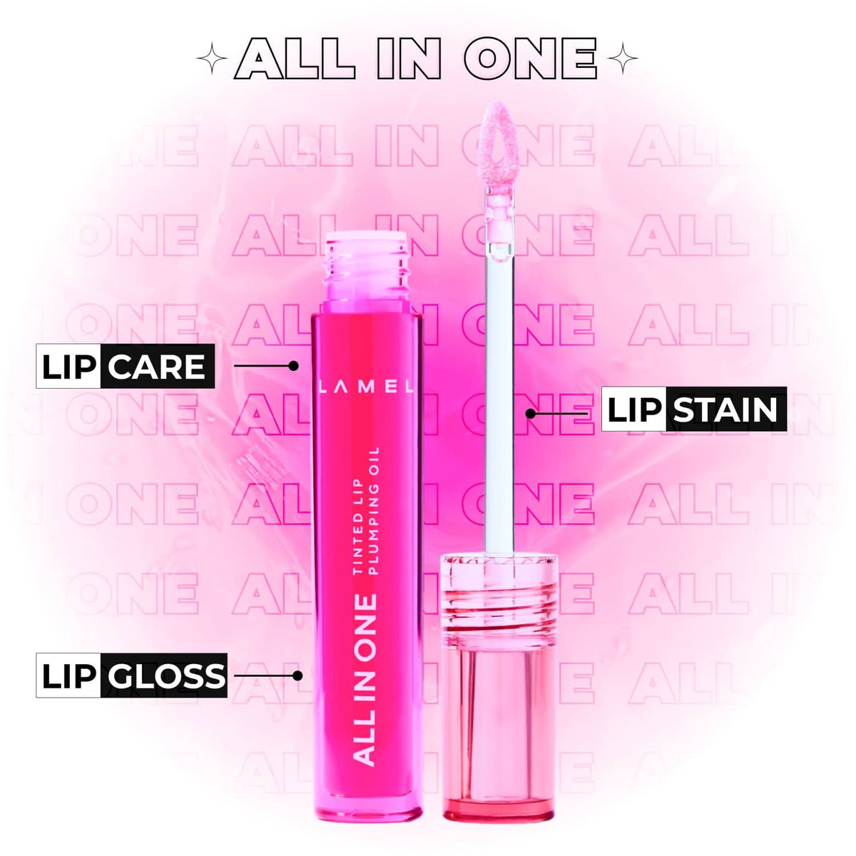 LAMEL All in One Lip Tinted Plumping Oil - 404 Berry Ice 3ml