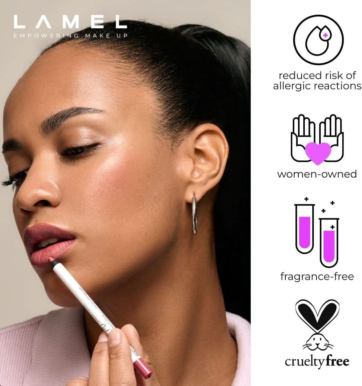 LAMEL Long lasting Gel Lip Liner - 408 Pink Plum