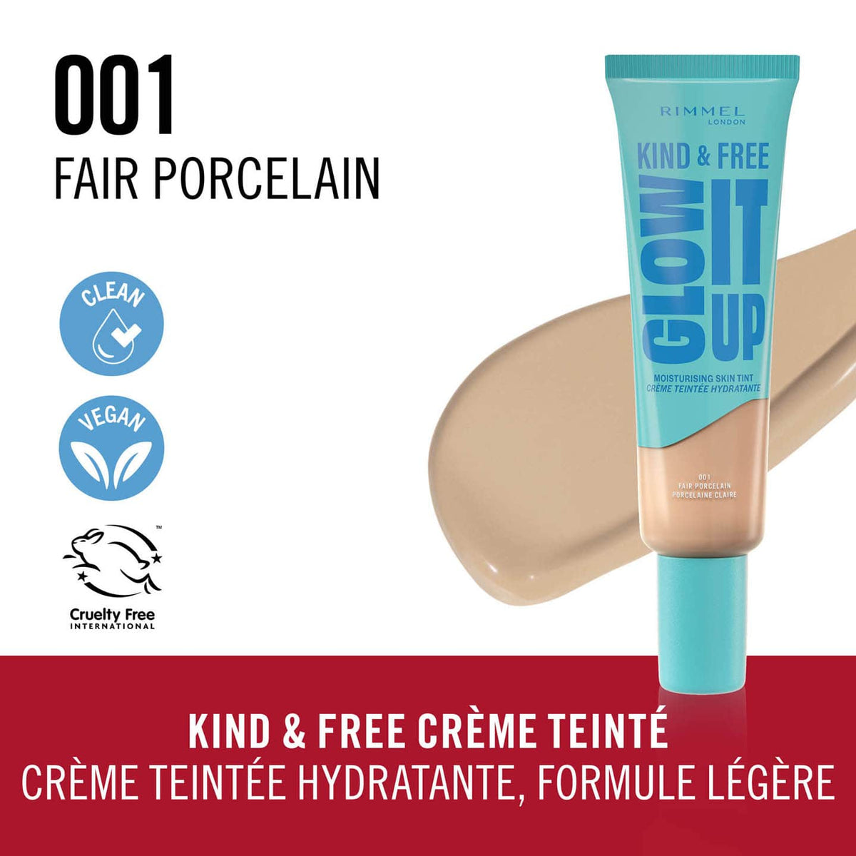Rimmel Kind & Free Glow It Up Moisturising Skin Tint 001 Fair Porcelain