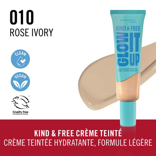 Rimmel Kind & Free Glow It Up Hydrating Skin Tint in shade 010 Rose Ivory