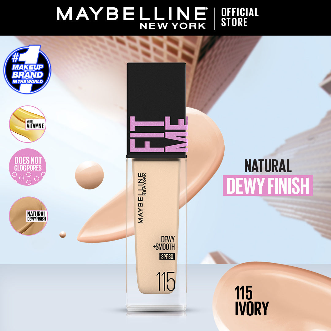 Maybelline Ny New Fit Me Dewy + Smooth Liquid Foundation Spf 23 - 115 Ivory 30Ml - For Normal To Dry Skin