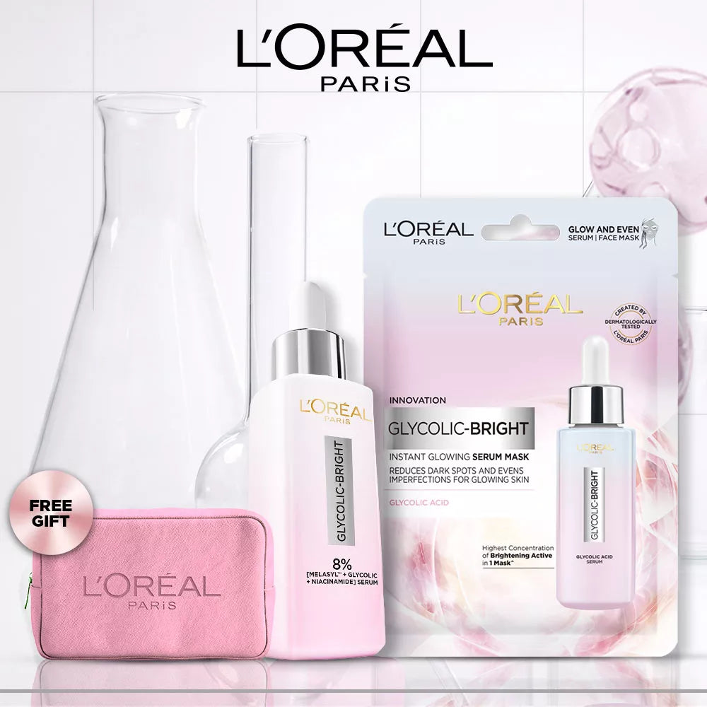 Buy Glycolic Bright Serum & Instant Glowing Serum Mask & Get Free Pouch